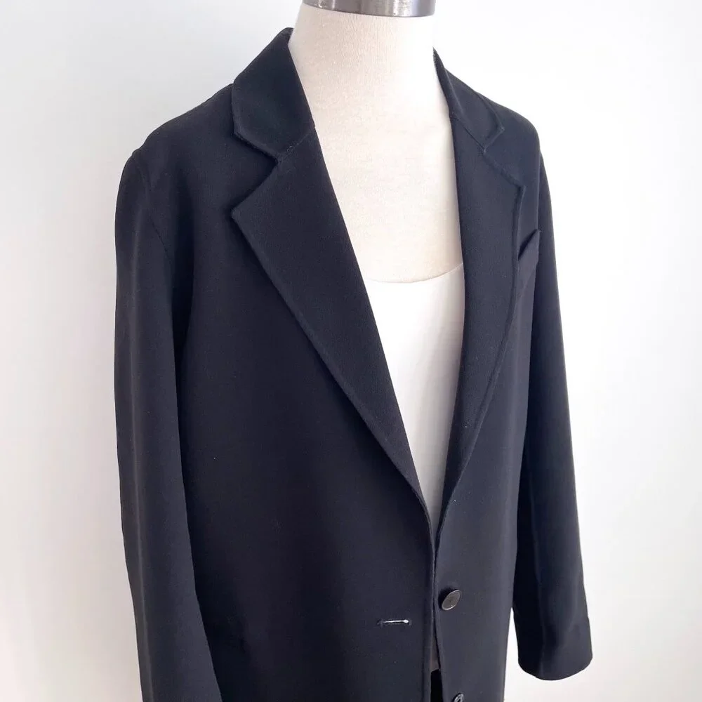 Sandro Paris Long Black Coat Single Breasted 1-Button Size 8 Medium / Large - Picture 4 of 14